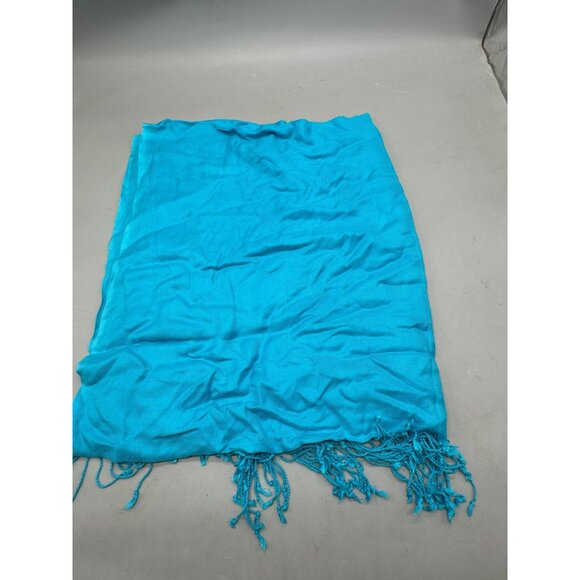Turquoise Blue Lightweight Fringe Scarf wrap 72x32" READ - Picture 2 of 7